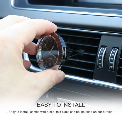 Luminous Mini Car Air Vent Clip-on Round Quartz Clock Car Interior Decoration