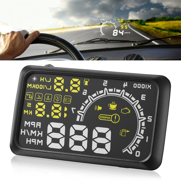 W02 Car HUD Digital Speedometer OBDII Interface Over-speed Alarm Water-Temp Detector Head-up Display