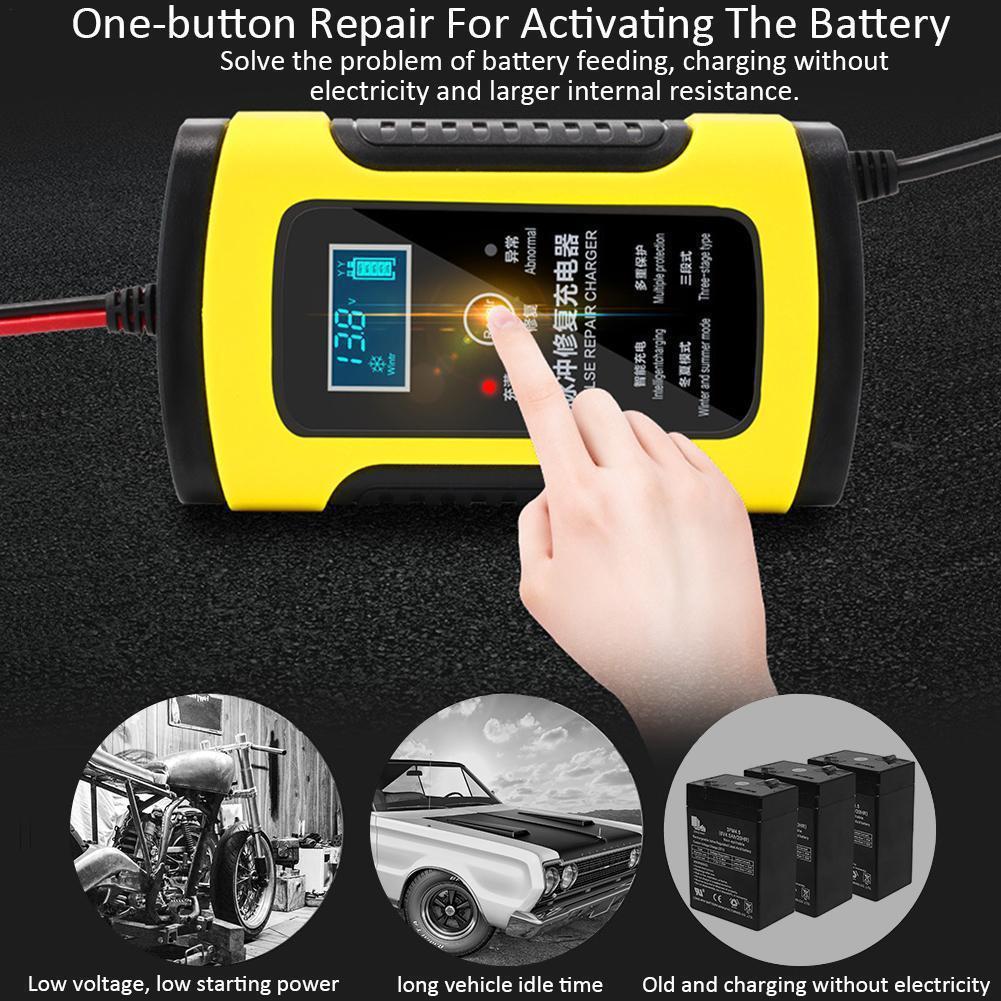 12V Battery Charger All-Intelligent Universal Battery Maintainer Repair Lead-Acid Battery Charger with Digital Display for Motorcycle Cars