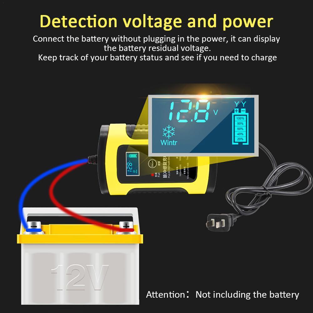 12V Battery Charger All-Intelligent Universal Battery Maintainer Repair Lead-Acid Battery Charger with Digital Display for Motorcycle Cars