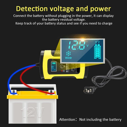 12V Battery Charger All-Intelligent Universal Battery Maintainer Repair Lead-Acid Battery Charger with Digital Display for Motorcycle Cars