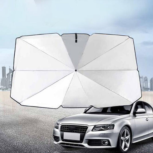140 x 78cm Folding Windshield Sun Shade Titanium Silver Cloth Umbrella Sunshade for Car Front Window Cover with Leather Storage Bag