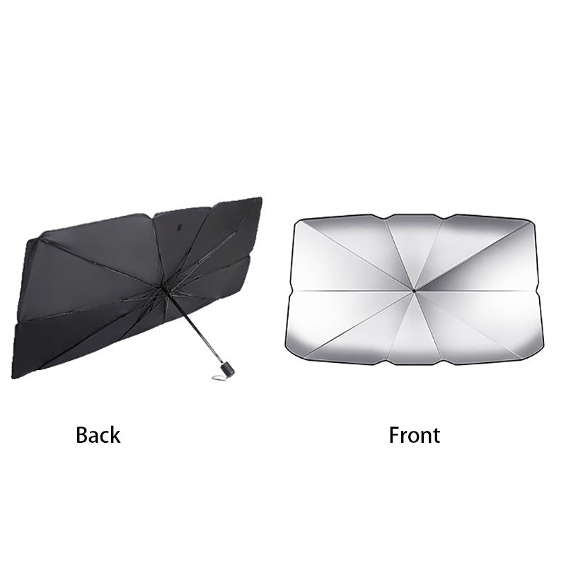 140 x 78cm Folding Windshield Sun Shade Titanium Silver Cloth Umbrella Sunshade for Car Front Window Cover with Leather Storage Bag