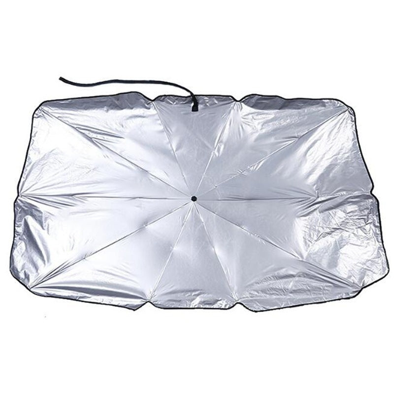 140 x 78cm Folding Windshield Sun Shade Titanium Silver Cloth Umbrella Sunshade for Car Front Window Cover with Leather Storage Bag