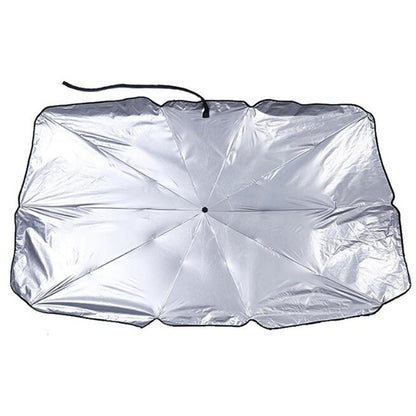 140 x 78cm Folding Windshield Sun Shade Titanium Silver Cloth Umbrella Sunshade for Car Front Window Cover with Leather Storage Bag