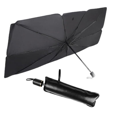 140 x 78cm Folding Windshield Sun Shade Titanium Silver Cloth Umbrella Sunshade for Car Front Window Cover with Leather Storage Bag