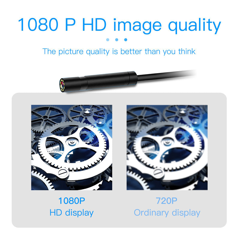 P100 2m Rigid Cable, 6-LED Pipe Inspection Borescope 8mm Lens 2.4 Inch IPS Screen HD 1080P Industrial Endoscope Camera