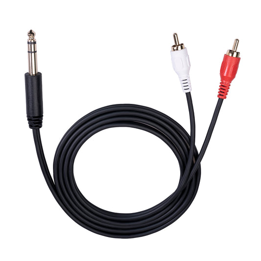 1.5m 6.35mm Male to Dual RCA Male Audio Cable HiFi Stereo Aux Adapter Splitter Cable Cord for Mixer