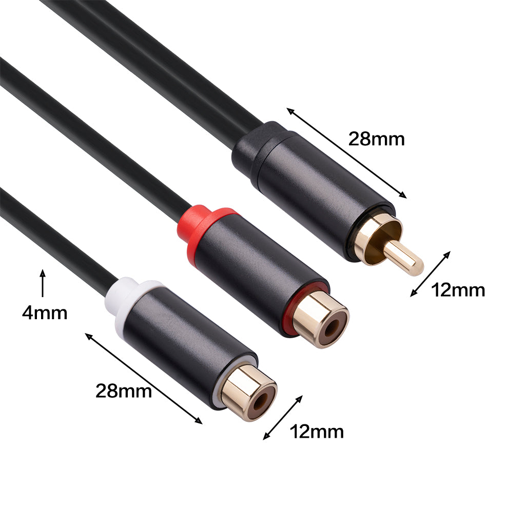 3686MFF-03 RCA Male to Dual RCA Female Audio Power Amplifier Adapter Cable Stereo Y Splitter Cord