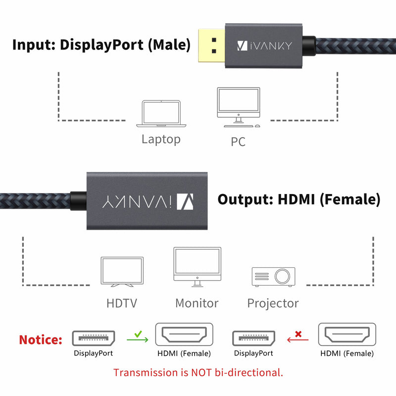 IVANKY DP11 Display Port to HDMI Female Adapter