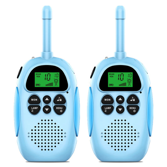 2Pcs DJ100 Children Walkie Talkie Toys Kids Interphone Mini Handheld Transceiver 3KM Range UHF Radio with Lanyard