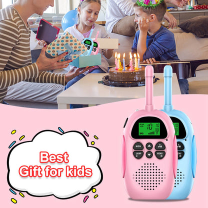 2Pcs DJ100 Children Walkie Talkie Toys Kids Interphone Mini Handheld Transceiver 3KM Range UHF Radio with Lanyard