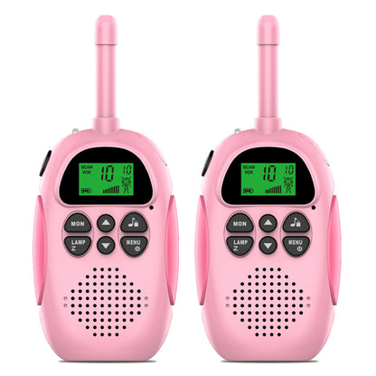 2Pcs DJ100 Children Walkie Talkie Toys Kids Interphone Mini Handheld Transceiver 3KM Range UHF Radio with Lanyard