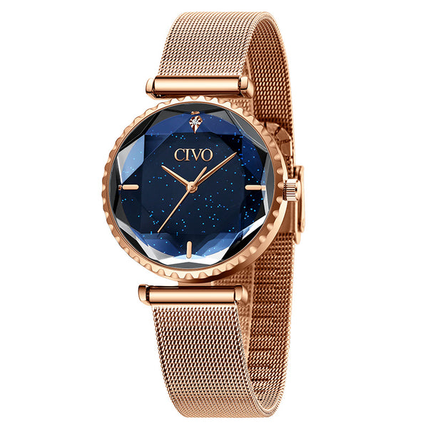 CIVO 8116 Anti-knock Fashion Business Watch Luminous Hands Quartz Watch with Stainless Steel Strap for Women