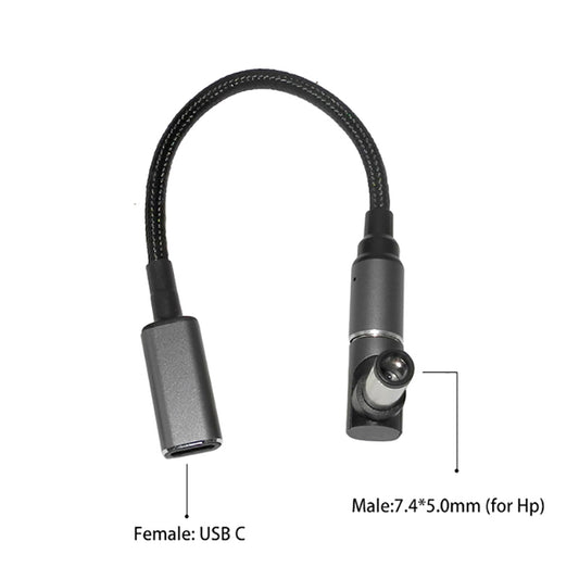For HP Laptop USB C to 7.4*5.0mm Magnetic Converter Power Cord 100W Fast Charge Cable