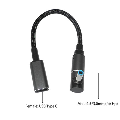 For HP Envy EliteBook 820 G3 820 G4 840 G3 840 G4 1040 100W Fast Charging Magnetic USB C to 4.5*3.0mm Converter Cable