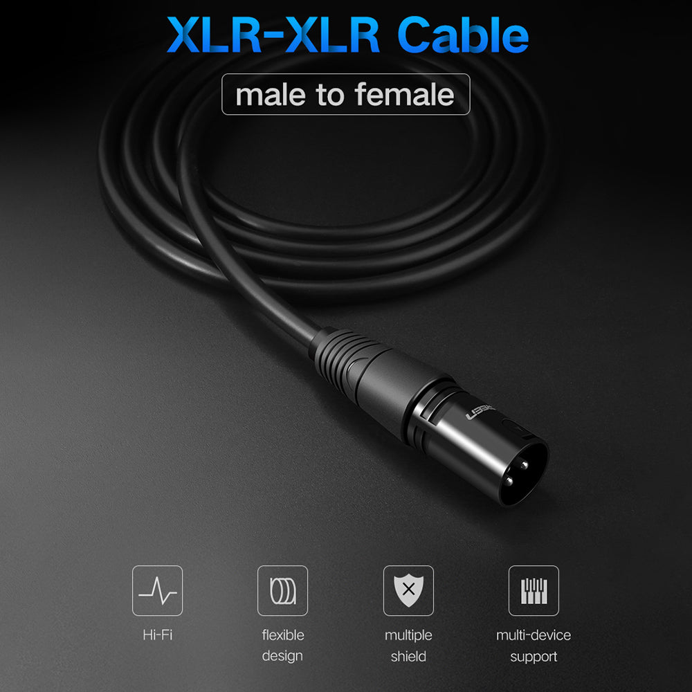 UGREEN 3m XLR Cable for Audio Mixer Amplifiers Cannon Plug Microphone Extension Cable