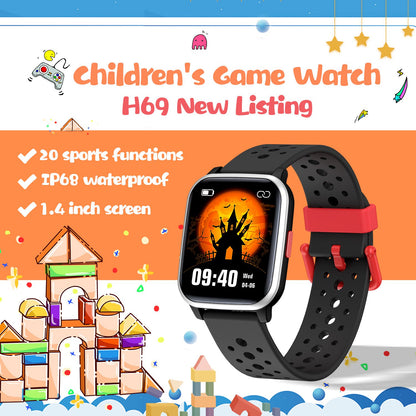 H69 Kid Smart Watch with Heart Rate Sleep Monitoring Anti-lost Waterproof Bracelet Support Music, Take Photo, Games