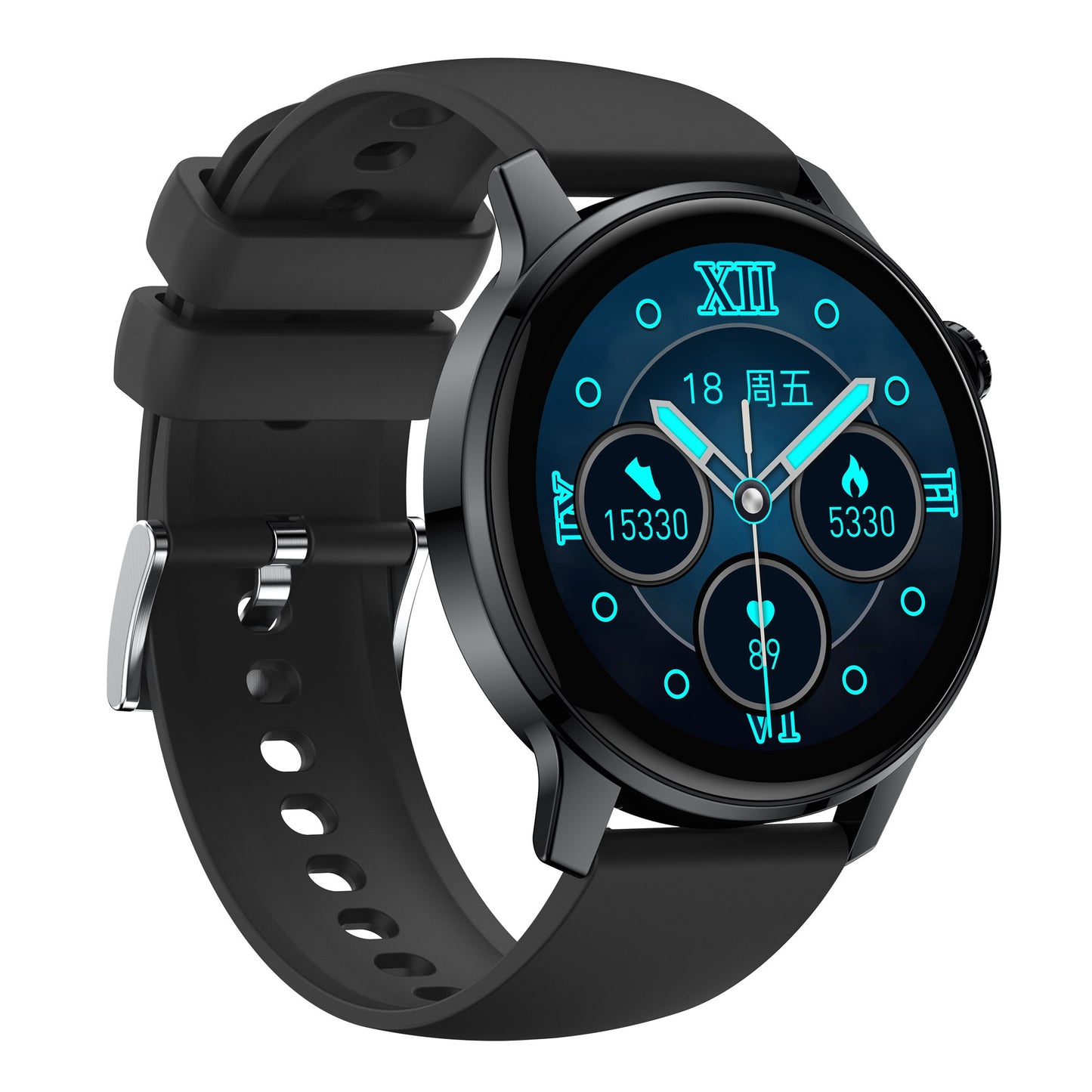 S46 1.28-inch TFT Round Screen Smart Watch Bluetooth Call Full Touch Music Bracelet Multi-Sport Mode Fitness Watch for Men and Women