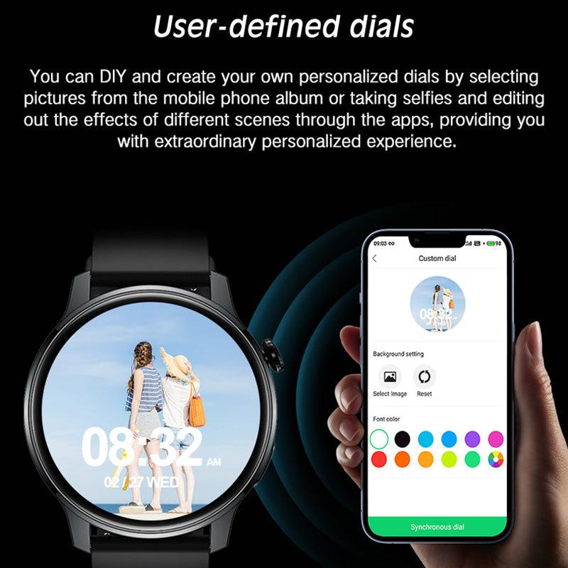 S46 1.28-inch TFT Round Screen Smart Watch Bluetooth Call Full Touch Music Bracelet Multi-Sport Mode Fitness Watch for Men and Women