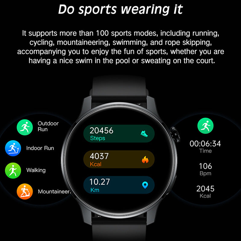 S46 1.28-inch TFT Round Screen Smart Watch Bluetooth Call Full Touch Music Bracelet Multi-Sport Mode Fitness Watch for Men and Women