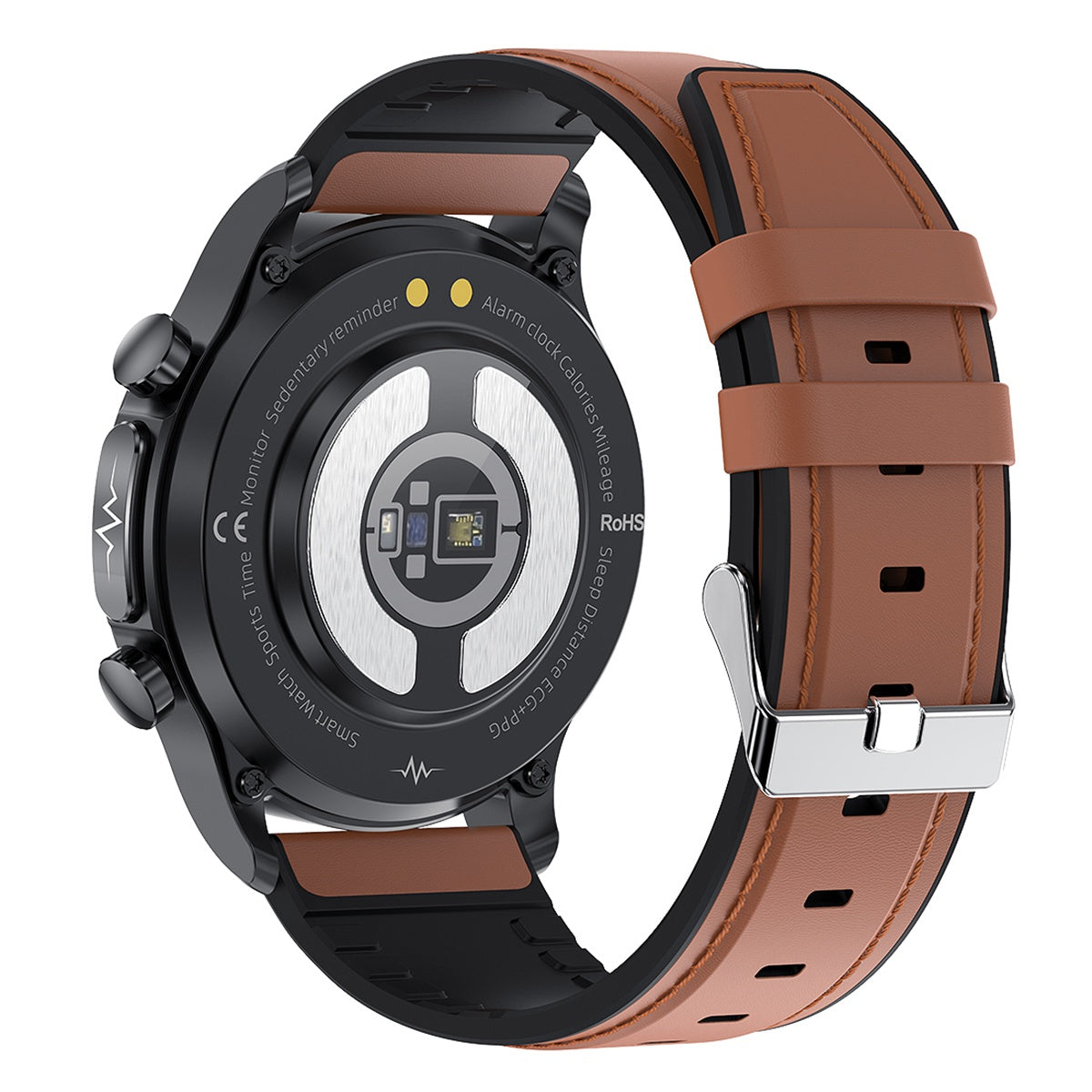 E400 1.39 inch Smart Watch IP68 Waterproof Sports Bracelet ECG+PPG Health Watch with Body Temperature and Blood Oxygen Monitoring (Leather Strap)