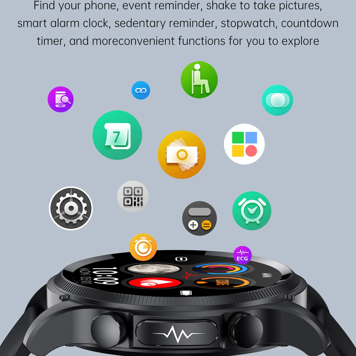 E400 1.39 inch Smart Watch IP68 Waterproof Sports Bracelet ECG+PPG Health Watch with Body Temperature and Blood Oxygen Monitoring (Leather Strap)