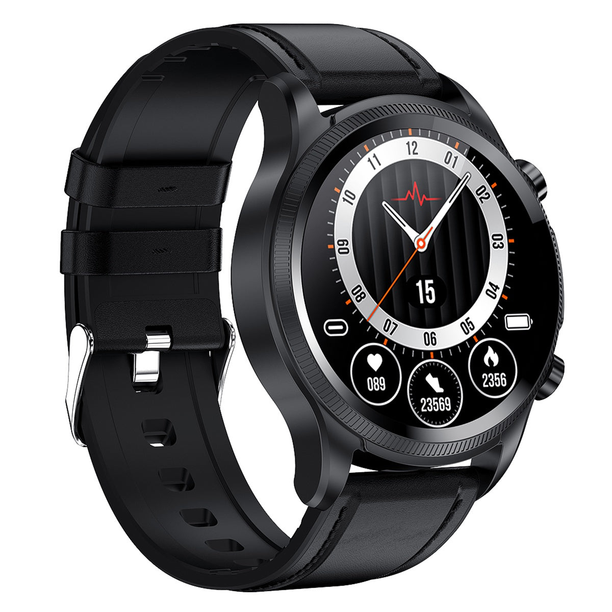E400 1.39 inch Smart Watch IP68 Waterproof Sports Bracelet ECG+PPG Health Watch with Body Temperature and Blood Oxygen Monitoring (Leather Strap)