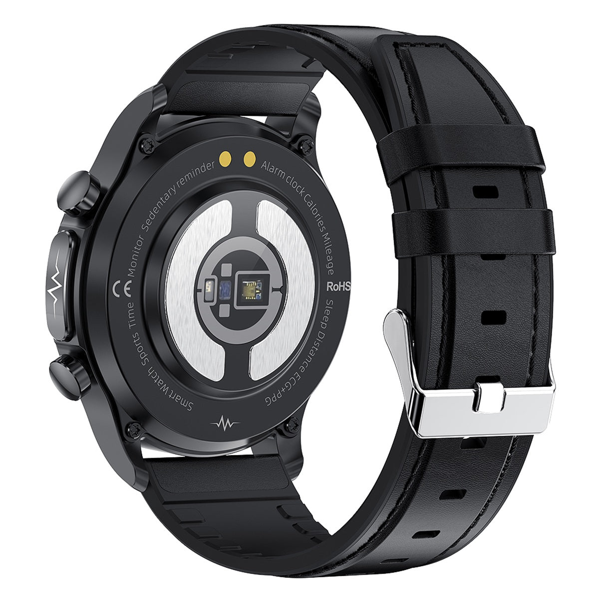 E400 1.39 inch Smart Watch IP68 Waterproof Sports Bracelet ECG+PPG Health Watch with Body Temperature and Blood Oxygen Monitoring (Leather Strap)