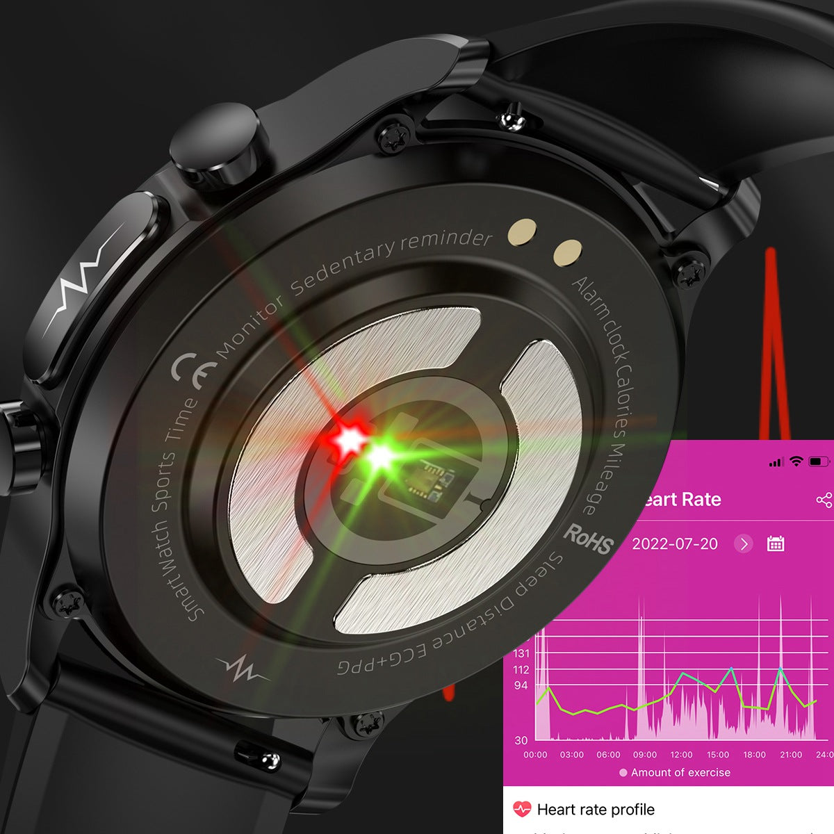 E400 1.39" Touch Screen HD Smart Bracelet Water Resistant Sports Watch ECG+PPG Health Watch with Body Temperature and Blood Oxygen Monitoring (TPU Strap)