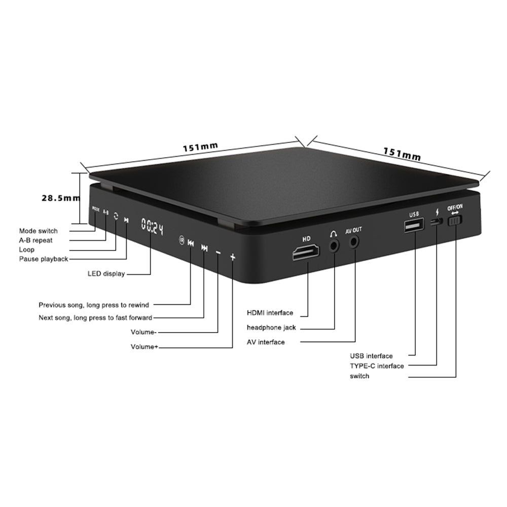KECAG KC-708 DVD Player Touch Operation Mini CD VCD Player with Remote Control for Home Smart TV