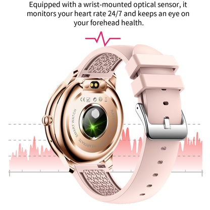 V33 Lady Smartwatch 1.09 inch Full Screen Thermometer Heart Rate Sleep Monitor Sports Bracelet, Silicone Strap