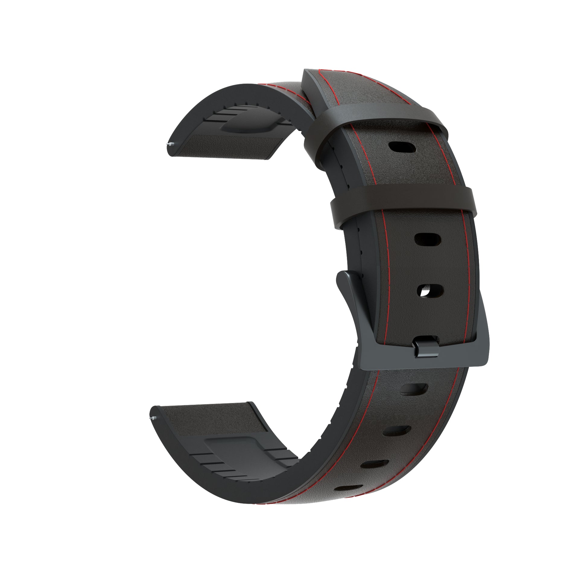 22mm Genuine Leather Coated Silicone Watch Band Black Buckle for Huawei Watch GT