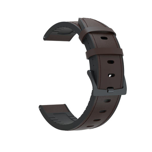 22mm Genuine Leather Coated Silicone Watch Band Black Buckle for Huawei Watch GT