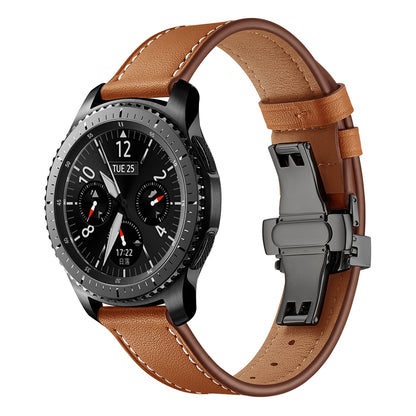 22mm Genuine Leather Watch Strap Replacement for Samsung Gear S3 Classic / Gear S3 Frontier
