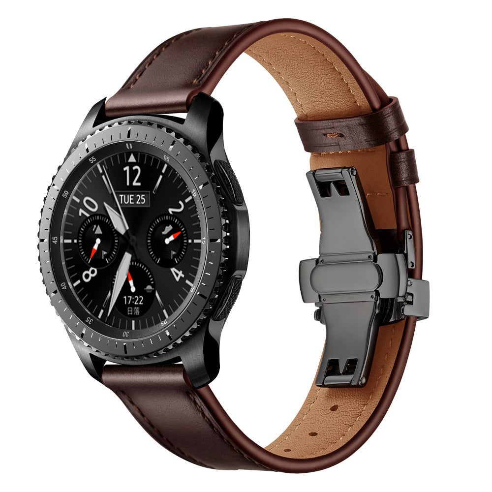 22mm Genuine Leather Watch Strap Replacement for Samsung Gear S3 Classic / Gear S3 Frontier