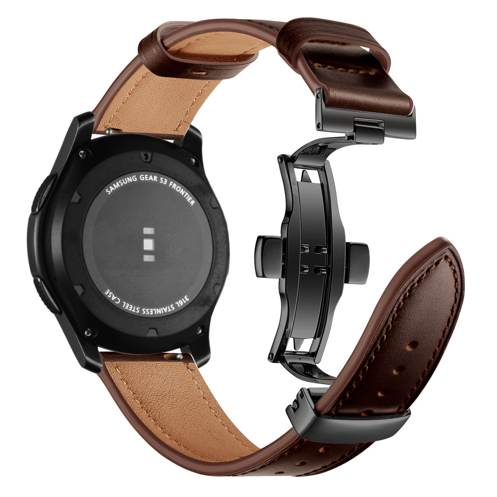 22mm Genuine Leather Watch Strap Replacement for Samsung Gear S3 Classic / Gear S3 Frontier