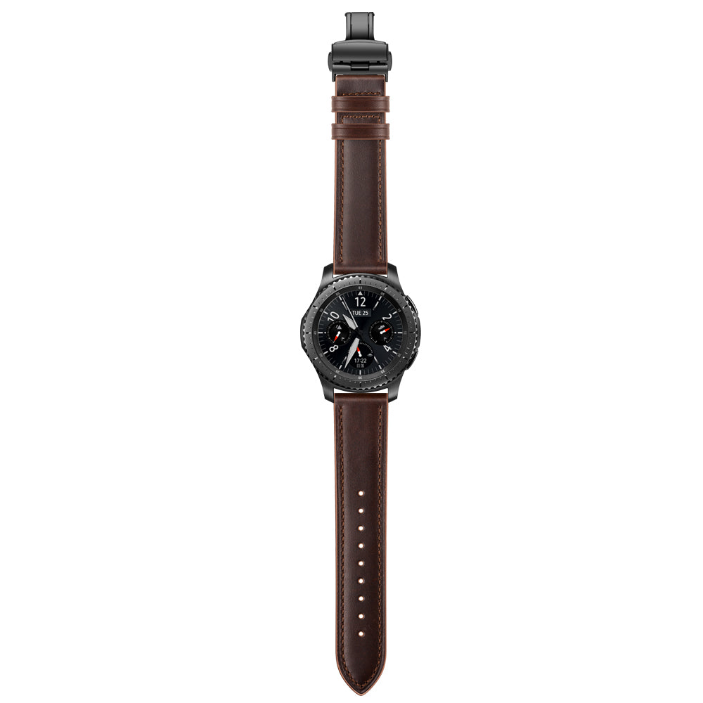 22mm Genuine Leather Watch Strap Replacement for Samsung Gear S3 Classic / Gear S3 Frontier