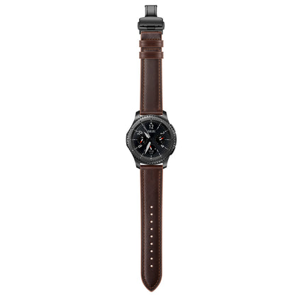 22mm Genuine Leather Watch Strap Replacement for Samsung Gear S3 Classic / Gear S3 Frontier