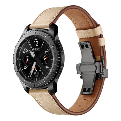 22mm Genuine Leather Watch Strap Replacement for Samsung Gear S3 Classic / Gear S3 Frontier