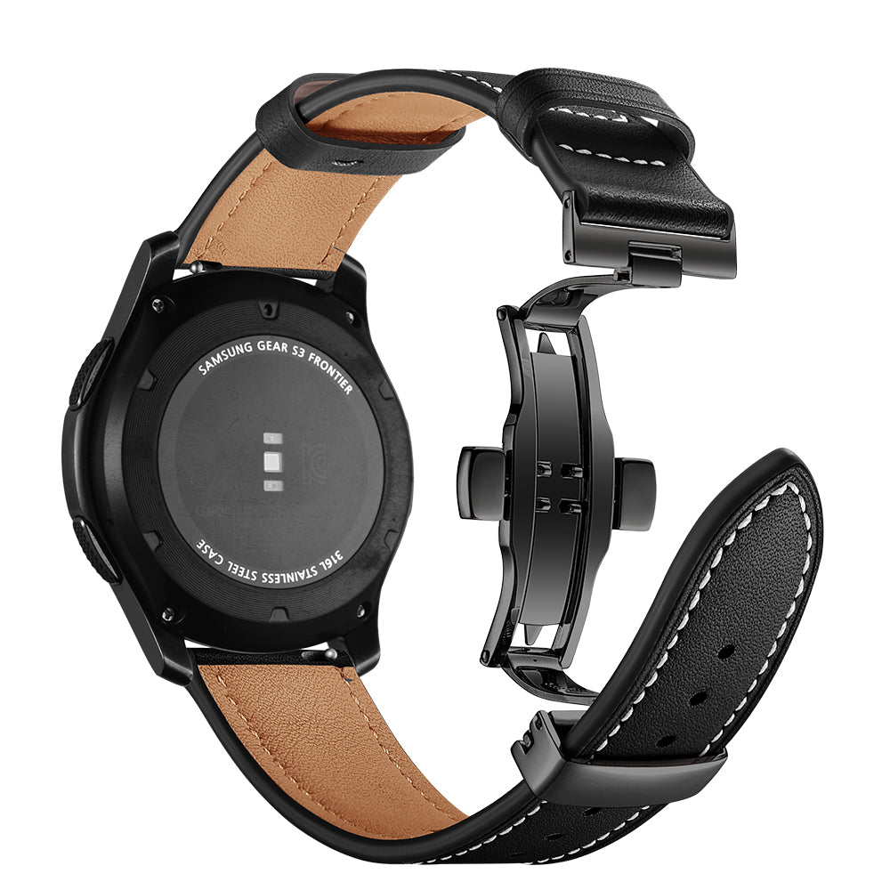 22mm Genuine Leather Watch Strap Replacement for Samsung Gear S3 Classic / Gear S3 Frontier
