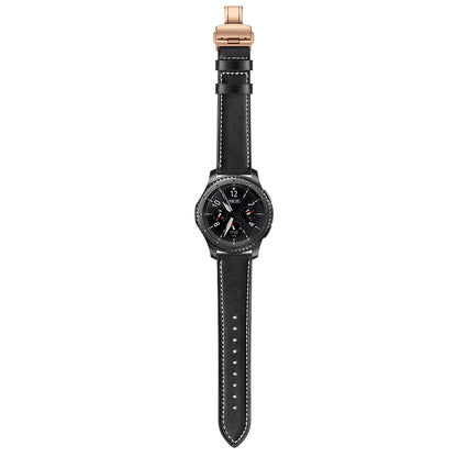 22mm Genuine Leather Watch Strap Replacement for Samsung Gear S3 Classic / Gear S3 Frontier