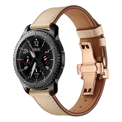 22mm Genuine Leather Watch Strap Replacement for Samsung Gear S3 Classic / Gear S3 Frontier
