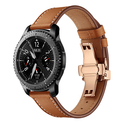 22mm Genuine Leather Watch Strap Replacement for Samsung Gear S3 Classic / Gear S3 Frontier