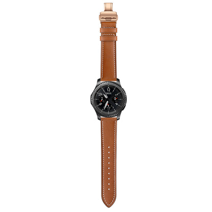 22mm Genuine Leather Watch Strap Replacement for Samsung Gear S3 Classic / Gear S3 Frontier