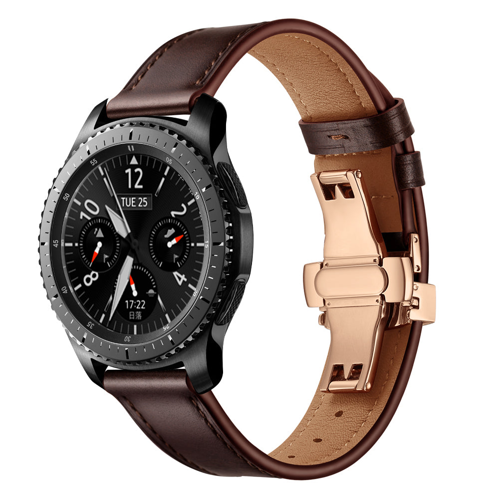 22mm Genuine Leather Watch Strap Replacement for Samsung Gear S3 Classic / Gear S3 Frontier