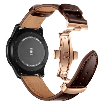 22mm Genuine Leather Watch Strap Replacement for Samsung Gear S3 Classic / Gear S3 Frontier