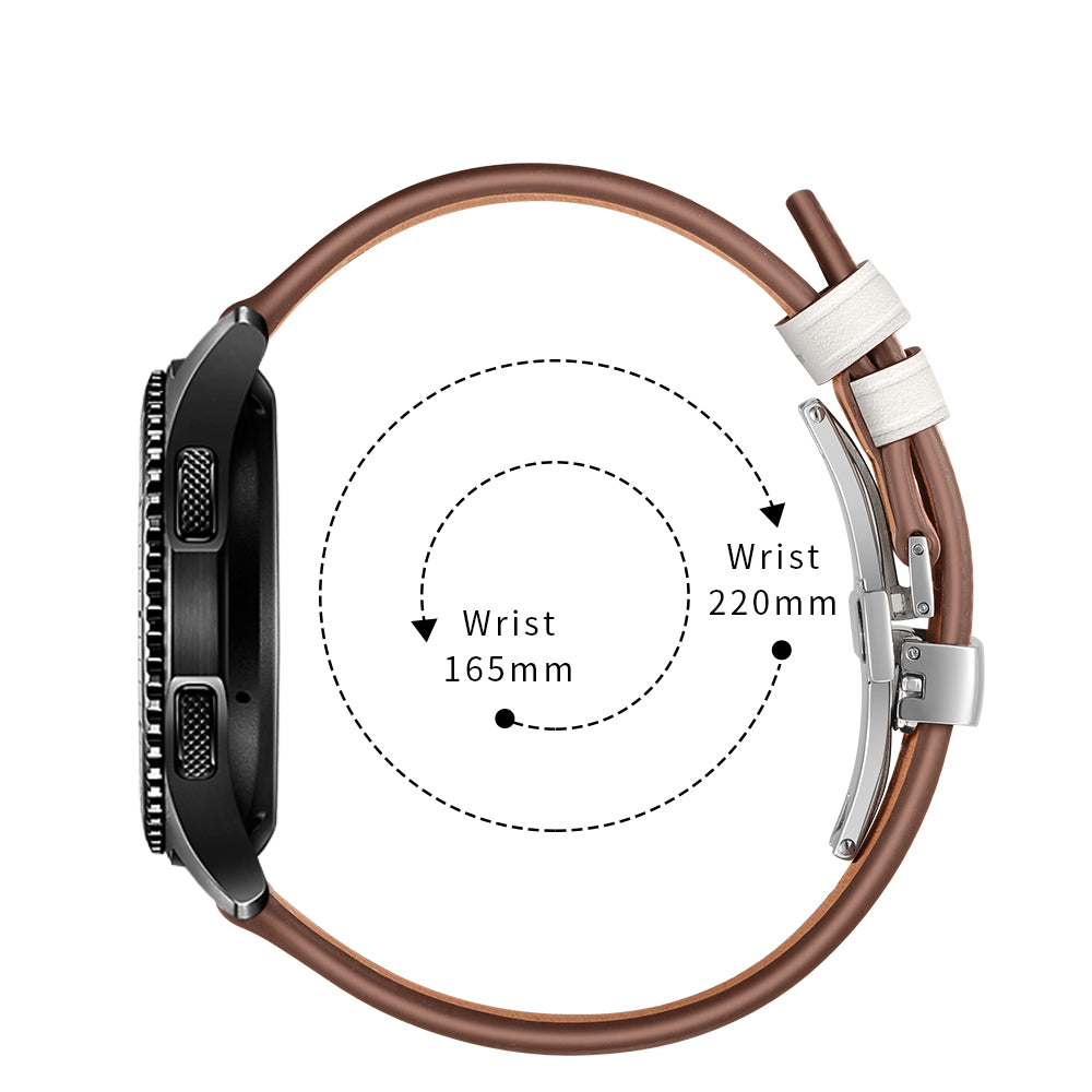 22mm Genuine Leather Watch Strap Replacement for Samsung Gear S3 Classic / Gear S3 Frontier