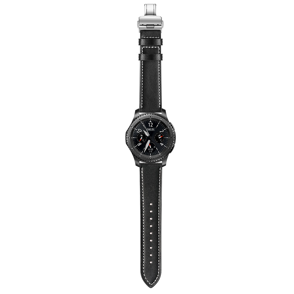 22mm Genuine Leather Watch Strap Replacement for Samsung Gear S3 Classic / Gear S3 Frontier