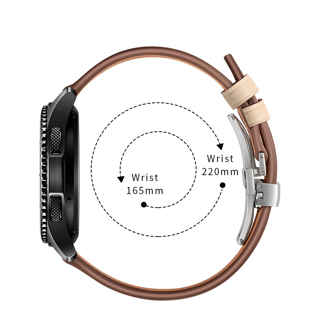 22mm Genuine Leather Watch Strap Replacement for Samsung Gear S3 Classic / Gear S3 Frontier